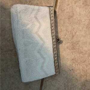 Elegant White Beaded Clutch